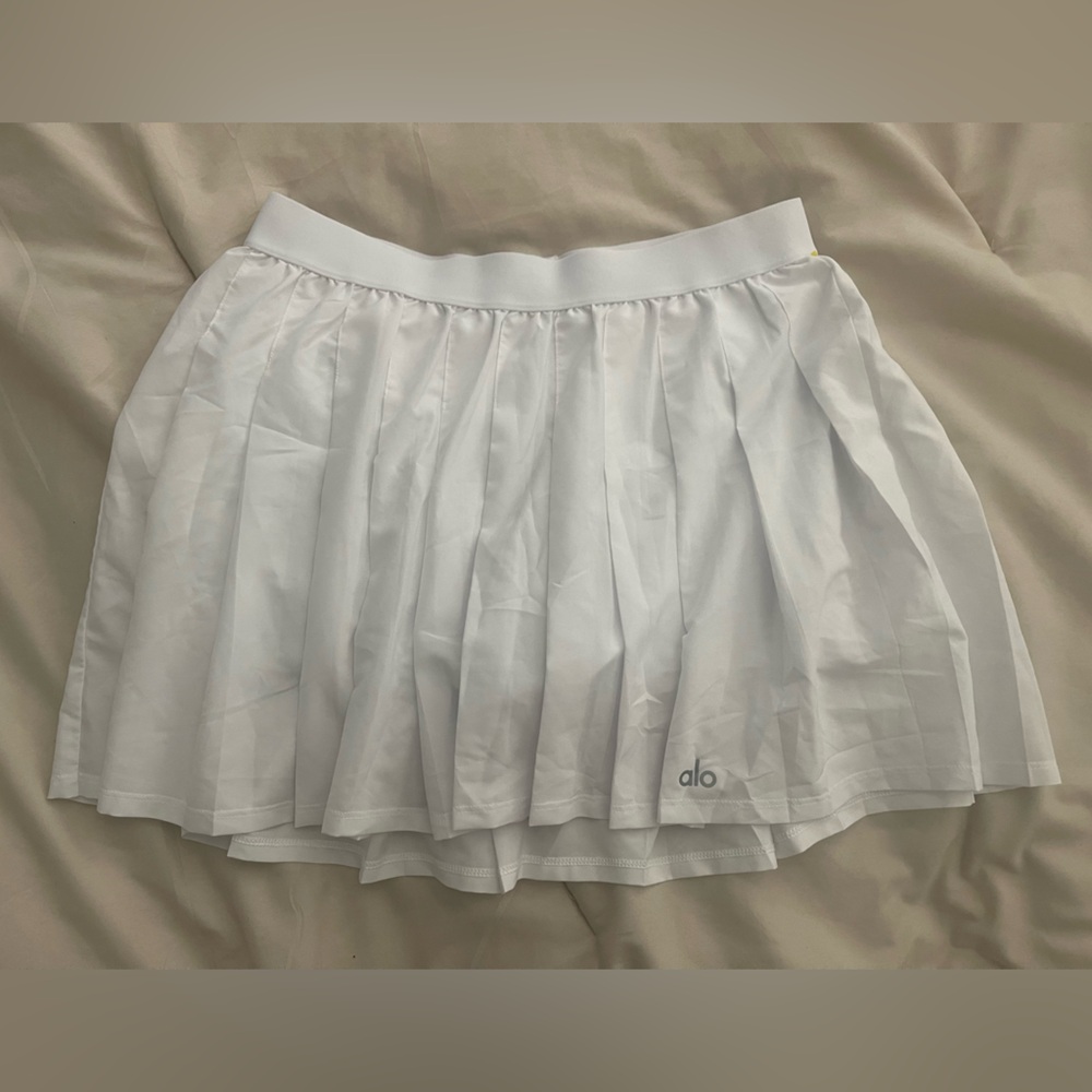 Alo White Pleated Skirt